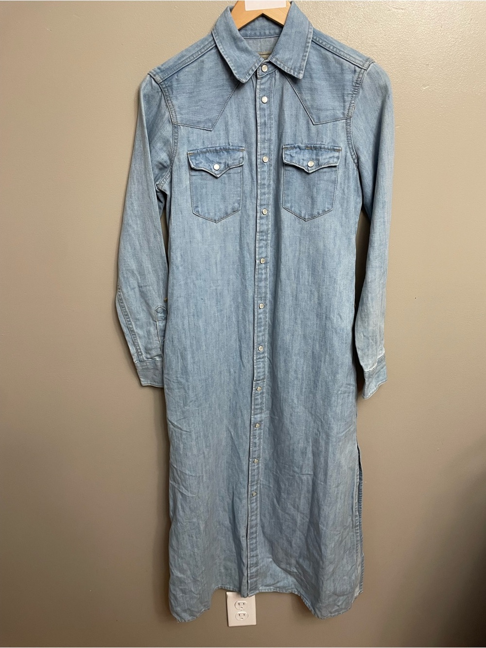 Polo Ralph Lauren denim pearl snap long sleeve shirt style dress western light